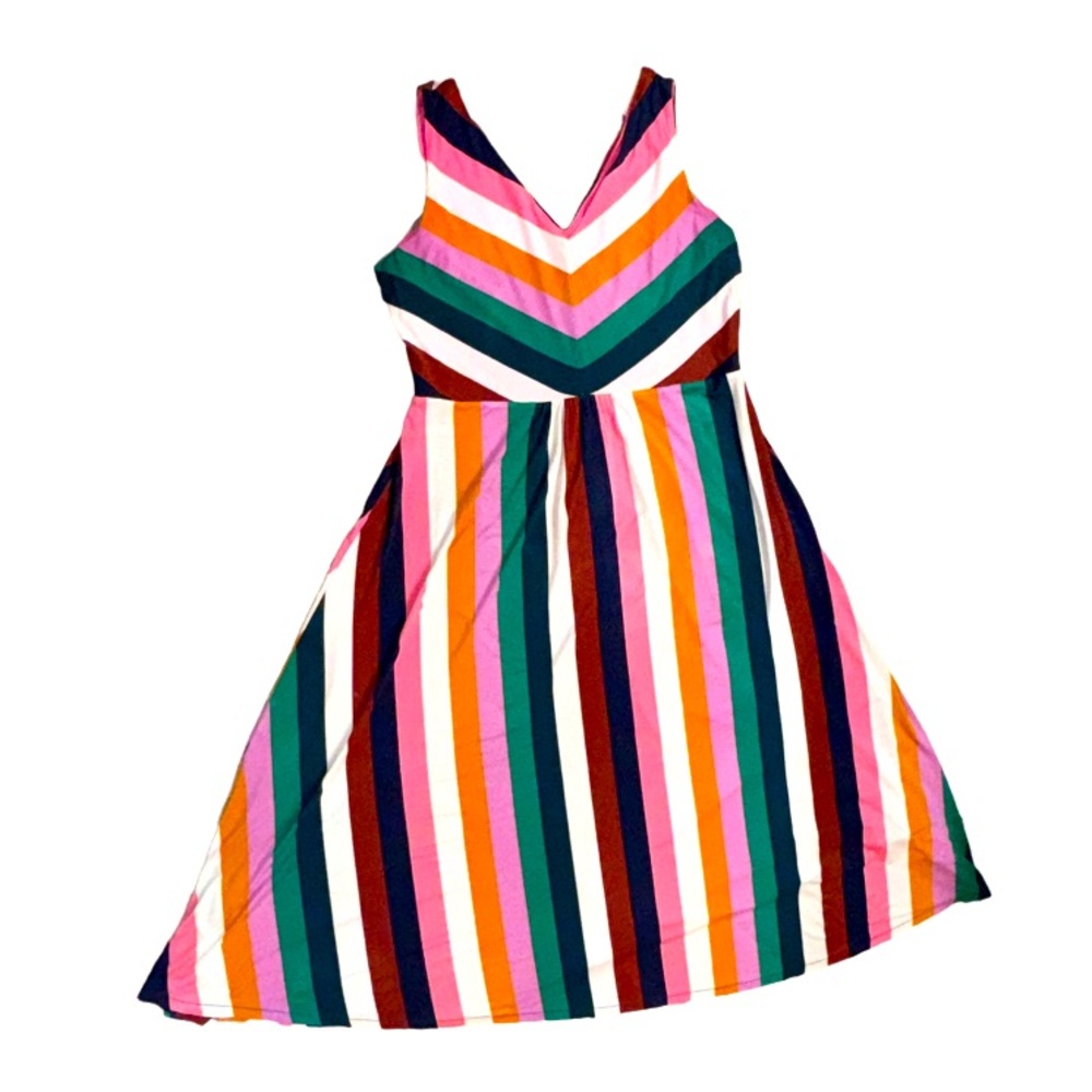 Boden Multicolor Striped Maxi Dress with Pink, Green, Orange and Navy